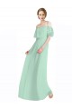 Compra Menta Verde línea A Hombros Descubiertos Tirantes espagueti Gasa Largo Vestidos de dama de honor