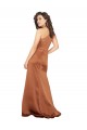 Compra Naranja línea A Un Hombre Satén sedoso Largo Formales Vestidos de dama de honor / Vestidos de fiesta