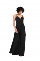 Compra Negro Columna Cuello en V Gasa Largo Formales Vestidos de dama de honor / Vestidos de noche