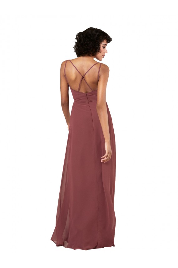 Compra Negro Columna Cuello en V Gasa Largo Formales Vestidos de dama de honor / Vestidos de noche