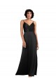 Compra Negro Columna Cuello en V Satén sedoso Largo Asimétrico Formales Vestidos de dama de honor / Vestidos de fiesta