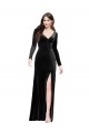 Compra Negro Columna Cuello en V Terciopelo Elástico Largo Formales Vestidos de dama de honor / Vestidos de fiesta