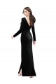 Compra Negro Columna Cuello en V Terciopelo Elástico Largo Formales Vestidos de dama de honor / Vestidos de fiesta