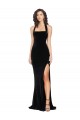 Compra Negro Cubierta Halter Cuello Alto Terciopelo Elástico Largo Vestidos de dama de honor / Vestidos de fiesta
