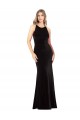 Compra Negro Cubierta Tirantes espagueti Cuello joya Terciopelo Elástico Largo Formales Vestidos de dama de honor / Vestidos de fiesta