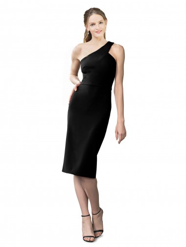 Negro Cubierta Un Hombre Cóctel Crepé Elástico Corto Formales Vestidos de dama de honor / Vestidos de fiesta / Vestidos de cóctel Baratos