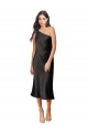 Compra Negro Cubierta Un Hombre Midi Satén elástico Corto Formales Vestidos de dama de honor / Vestidos de fiesta / Vestidos de cóctel
