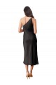 Compra Negro Cubierta Un Hombre Midi Satén elástico Corto Formales Vestidos de dama de honor / Vestidos de fiesta / Vestidos de cóctel