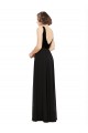 Compra Negro línea A Cuello en V Gasa Terciopelo Largo Vestidos de dama de honor / Vestidos de fiesta