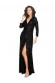 Compra Negro línea A Cuello en V Lentejuela Largo Formales Vestidos de dama de honor / Vestidos de fiesta
