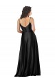 Compra Negro línea A Cuello en V Satén sedoso Largo Formales Vestidos de dama de honor / Vestidos de fiesta