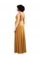 Compra Oro Columna Cuello en V Terciopelo Elástico Largo Formales Vestidos de dama de honor / Vestidos de fiesta