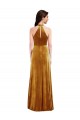 Compra Oro Trompeta Halter Cuello Alto Terciopelo Elástico Largo Vestidos de dama de honor / Vestidos de fiesta