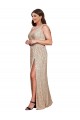 Compra Oro línea A Cuello en V Lentejuela Largo Formales Vestidos de dama de honor / Vestidos de fiesta