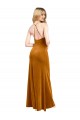 Compra Oro línea A Halter Cuello Alto Terciopelo Elástico Largo Formales Vestidos de dama de honor / Vestidos de fiesta