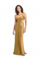 Compra Oro línea A Un Hombre Satén elástico Largo Formales Vestidos de dama de honor / Vestidos de fiesta