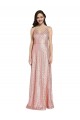 Compra Oro rosa Cubierta Cuello en V Lentejuela Largo Formales Vestidos de dama de honor / Vestidos de fiesta