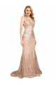 Compra Oro rosa Sirena Cuello en V Lentejuela Lentejuelas brillantes Largo Formales Vestidos de dama de honor / Vestidos de fiesta