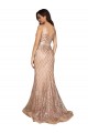 Compra Oro rosa Sirena Cuello en V Lentejuela Lentejuelas brillantes Largo Formales Vestidos de dama de honor / Vestidos de fiesta