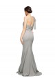 Compra Ostra Plata Sirena Un Hombre Cuello de Corazón Barrer tren Crepé Elástico Tul Largo Formales Vestidos de dama de honor / Vestidos de fiesta