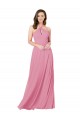 Compra Piel rosa línea A Halter Gasa Largo Vestidos de dama de honor / Vestidos de fiesta