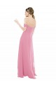 Compra Piel rosa línea A Hombros Descubiertos Gasa Largo Vestidos de dama de honor