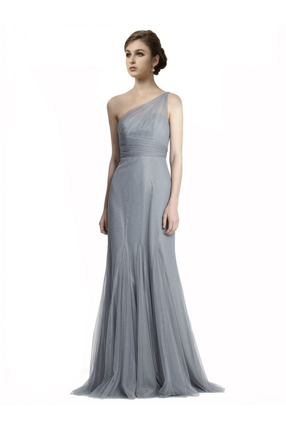 Compra Pizarra gris Sirena Un Hombre Tul Largo Vestidos de dama de honor