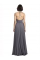 Compra Pizarra gris línea A Tirantes espagueti Halter Gasa Largo Vestidos de dama de honor