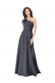 Compra Pizarra gris línea A Un Hombre Satén Largo Formales Vestidos de dama de honor / Vestidos de fiesta