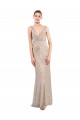 Compra Plata Cubierta Cuello en V Lentejuela Lentejuelas brillantes Largo Formales Vestidos de dama de honor / Vestidos de fiesta