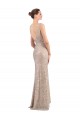 Compra Plata Cubierta Cuello en V Lentejuela Lentejuelas brillantes Largo Formales Vestidos de dama de honor / Vestidos de fiesta