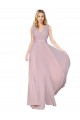 Compra Primavera línea A Cuello en V Cuello Alto Gasa Largo Formales Vestidos de dama de honor / Vestidos de fiesta