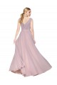 Compra Primavera línea A Cuello en V Cuello Alto Gasa Largo Formales Vestidos de dama de honor / Vestidos de fiesta