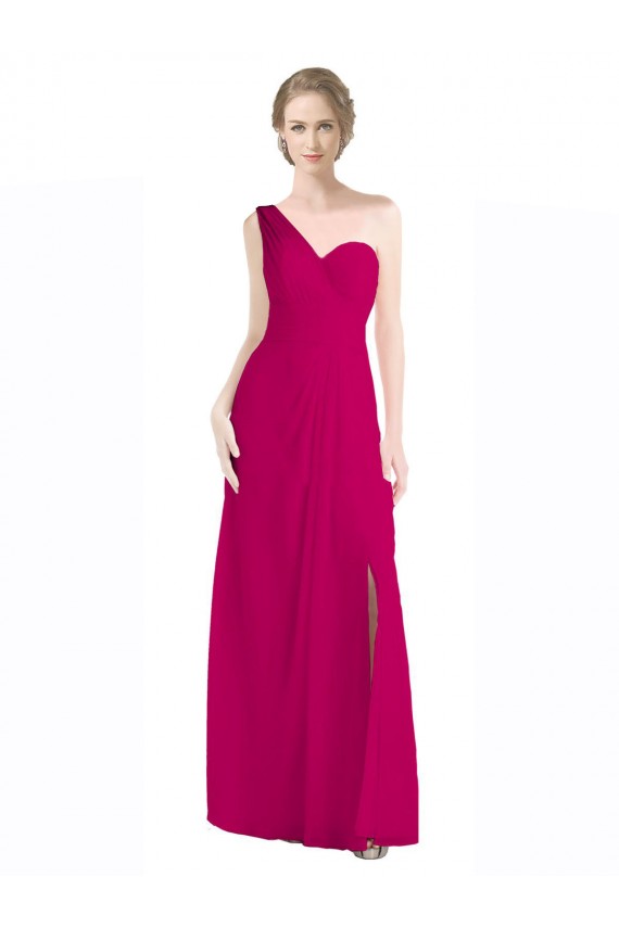 Compra Rojo 16 línea A Un Hombre Gasa Largo Vestidos de dama de honor