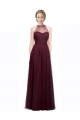 Compra Rojo 74 línea A Halter Ilusión Tul Largo Vestidos de dama de honor