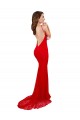 Compra Rojo Sirena Cuello Alto Encaje Largo Formales Vestidos de dama de honor / Vestidos de fiesta