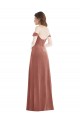 Compra Rosa Canela línea A Hombros Descubiertos Terciopelo Elástico Largo Vestidos de dama de honor / Vestidos de fiesta