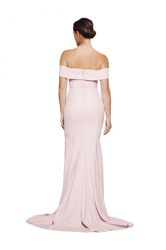 Compra Rosa Cubierta Cuadrado Barrer tren Crepé Elástico Largo Formales Vestidos de dama de honor / Vestidos de fiesta