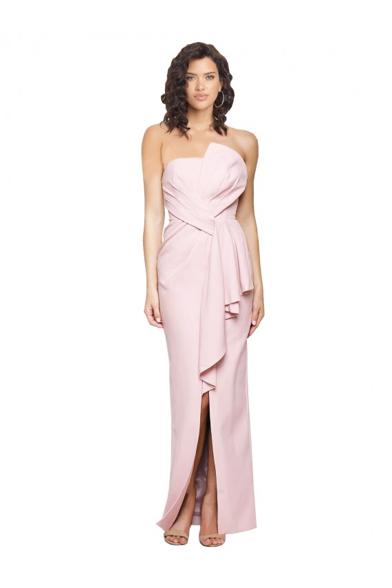 Compra Rosa Cubierta Sin tirantes Crepé Elástico Largo Formales Vestidos de dama de honor / Vestidos de fiesta