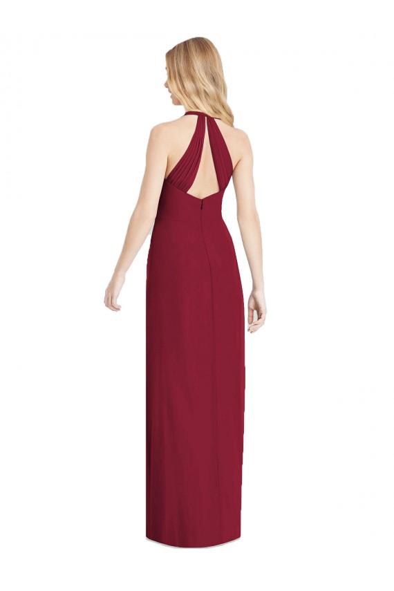Compra Rosa Del Desierto Trompeta Halter Cuello en V Gasa Largo Formales Vestidos de dama de honor / Vestidos de noche