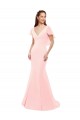 Compra Rosa Sirena Cuello en V Gasa Largo Vestidos de dama de honor