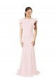 Compra Rosa Sirena Cuello joya Barrer tren Crepé Elástico Largo Vestidos de dama de honor / Vestidos de fiesta