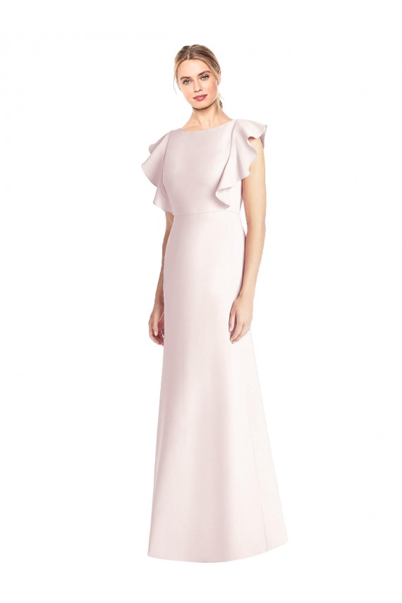 Compra Rosa Trompeta Barco Crepé Elástico Largo Vestidos de dama de honor / Vestidos de fiesta