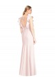 Compra Rosa Trompeta Barco Crepé Elástico Largo Vestidos de dama de honor / Vestidos de fiesta