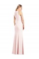 Compra Rosa Trompeta Cuello en V Crepé Elástico Largo Vestidos de dama de honor / Vestidos de fiesta