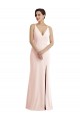 Compra Rosa Trompeta Cuello en V Crepé Elástico Largo Formales Vestidos de dama de honor / Vestidos de fiesta