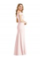 Compra Rosa Trompeta Hombros Descubiertos Cuello en V Crepé Elástico Largo Formales Vestidos de dama de honor / Vestidos de fiesta
