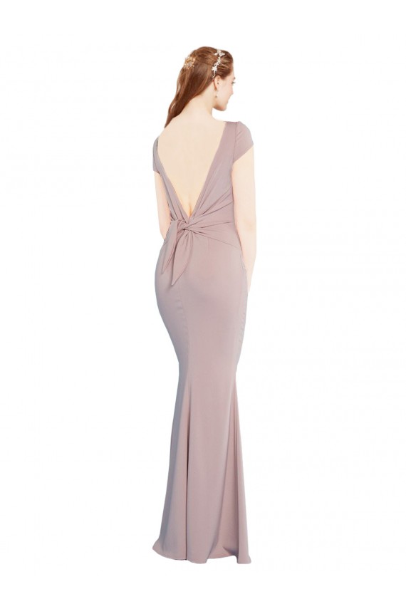 Compra Rosa empolvado Sirena Cuello Barco Crepé Elástico Largo Formales Vestidos de dama de honor / Vestidos de fiesta