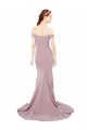 Compra Rosa empolvado Sirena Hombros Descubiertos Barrer tren Crepé Elástico Largo Formales Vestidos de dama de honor / Vestidos de fiesta