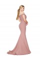 Compra Rosa empolvado Sirena Hombros Descubiertos Barrer tren Crepé Elástico Largo Formales Vestidos de dama de honor / Vestidos de fiesta